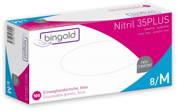 BINGOLD Nitril 35PLUS Einweghandschuhe, blau